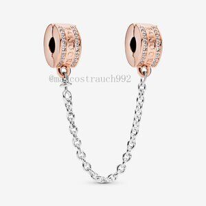 Pandora logo fixed clip safety chain